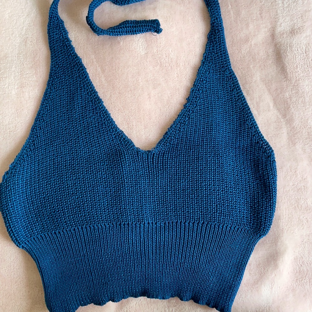 Halter Neck Button Detail Top